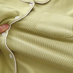 Kids Girls' Pajama Sets Long Sleeve SY01-pajamas light pink Yellow Light Green Solid Color Button Spring Fall Active Home 7-13 Years