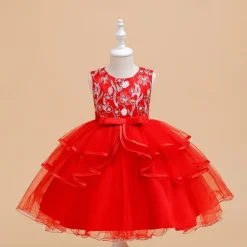 Kids Girls' Party Dress Graphic Flower Sleeveless Special Occasion Princess Polyester Party Dress Summer Spring 4 years+ Multicolor Champagne Pink