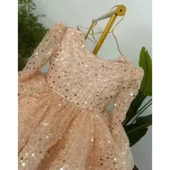 Kids Girls' Party Dress Solid Color Long Sleeve Performance Wedding Party Mesh Princess Sweet Mesh Mid-Calf Sheath Dress Tulle Dress Summer Spring Fall kids White Champagne