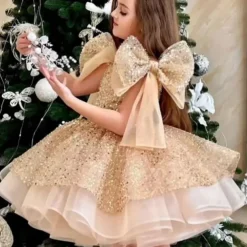 Kids Girls' Party Dress Solid Color 3/4 Length Sleeve Performance Wedding Mesh Princess Sweet Mesh Mid-Calf Sheath Dress Tulle Dress Flower Girl's Dress Summer Spring Fall 2-12 Years Champagne Pink