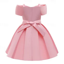 Kids Girls' Party Dress Solid Color Sleeveless Performance Birthday Tie Knot Beautiful Sweet Cotton Maxi Party Dress Swing Dress A Line Dress Summer 4 years+ White Champagne Pink
