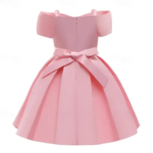 Kids Girls' Party Dress Solid Color Sleeveless Performance Birthday Tie Knot Beautiful Sweet Cotton Maxi Party Dress Swing Dress A Line Dress Summer 4 years+ White Champagne Pink