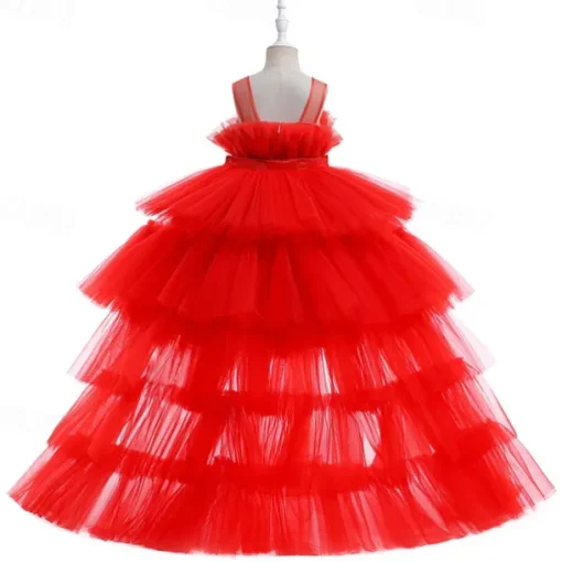 Kids Girls' Party Dress Solid Color Sleeveless Performance Wedding Party Tie Knot Beautiful Sweet Polyester Asymmetrical Party Dress Swing Dress A Line Dress Summer 4 years+ Black White Pink