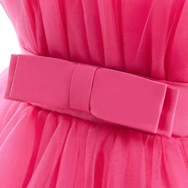 Kids Girls' Party Dress Solid Color Sleeveless Performance Wedding Party Tie Knot Beautiful Sweet Polyester Asymmetrical Party Dress Swing Dress A Line Dress Summer 4 years+ Black White Pink
