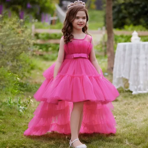 Kids Girls' Party Dress Solid Color Sleeveless Performance Wedding Party Tie Knot Beautiful Sweet Polyester Asymmetrical Party Dress Swing Dress A Line Dress Summer 4 years+ Black White Pink
