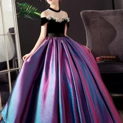 Kids Girls' Party Dress Solid Color Short Sleeve Performance Wedding Mesh Princess Sweet Mesh Mid-Calf Sheath Dress Tulle Dress Flower Girl's Dress Summer Spring Fall 2-12 Years Sky Blue