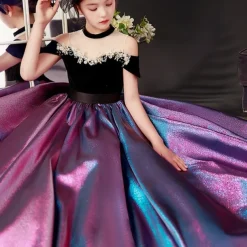 Kids Girls' Party Dress Solid Color Short Sleeve Performance Wedding Mesh Princess Sweet Mesh Mid-Calf Sheath Dress Tulle Dress Flower Girl's Dress Summer Spring Fall 2-12 Years Sky Blue