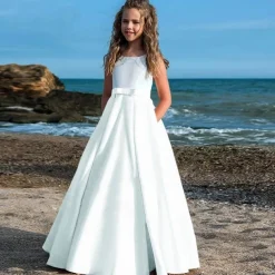 Kids Girls' Party Dress Solid Color Sleeveless Performance Mesh Princess Sweet Mesh Mid-Calf Sheath Dress Tulle Dress Summer Spring Fall 2-12 Years Black White Champagne