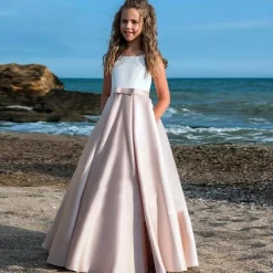 Kids Girls' Party Dress Solid Color Sleeveless Performance Mesh Princess Sweet Mesh Mid-Calf Sheath Dress Tulle Dress Summer Spring Fall 2-12 Years Black White Champagne