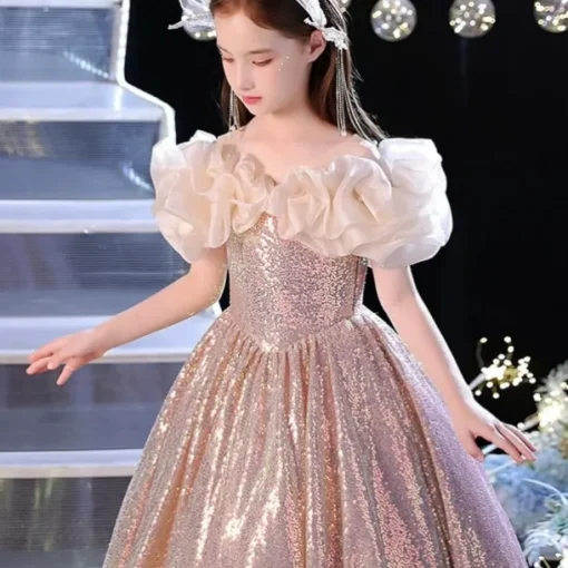 Kids Girls' Party Dress Solid Color Sleeveless Performance Wedding Mesh Princess Sweet Mesh Mid-Calf Sheath Dress Tulle Dress Flower Girl's Dress Summer Spring Fall 2-12 Years Pink Sky Blue