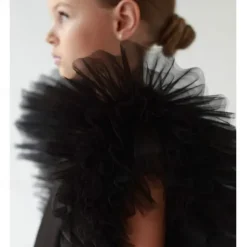 Kids Girls' Party Dress Solid Color Short Sleeve Formal Performance Special Occasion Mesh Fashion Princess Polyester Above Knee Party Dress Spring Fall Winter 3-10 Years Black White