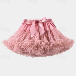 Kids Girls' Skirt Solid Color Active Mesh Performance 5-13 Years Summer Black White Pink