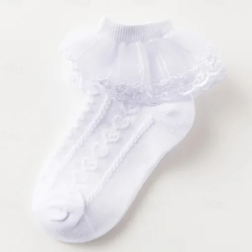 Kids Girls' Socks White Pink Yellow Solid Colored Mesh Spring Summer Cute Daily Wear 1-12 Years