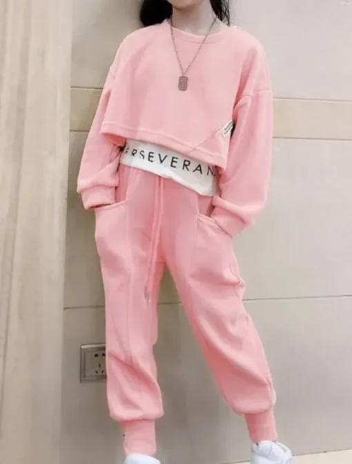 Kids Girls' Sweatshirt & Pants 2 Pieces Clothing Set Long Sleeve Gray Purple Pink Solid Color Sports Vacation Fashion Comfort 3-12 Years