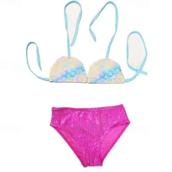 Kids Girls' Swimsuit Bikini Outdoor Party Mermaid Vacation Fashion Bathing Suits 4 years+ Summer Yellow Pink