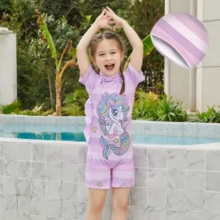 Kids Girls' Swimsuit Outdoor Party Unicorn Vacation Fashion Bathing Suits 4 years+ Summer Multicolor White