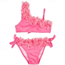 Kids Girls' Swimsuit Outdoor Graphic Active Adorable Ruched Bathing Suits 7-13 Years Summer Pink