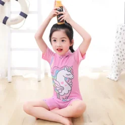 Kids Girls' Swimsuit Outdoor Party Unicorn Vacation Fashion Bathing Suits 4 years+ Summer Multicolor White
