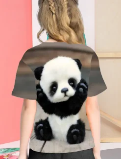 Kids Girls' T shirt Animal Outdoor 3D Print Short Sleeve Active 3-12 Years Spring Black