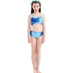 Kids Girls' Three Piece Mermaid Swimwear Swimwear Bikini Beach Swimming Print Active Cute Bathing Suits 4-12 Years Summer Rose Purple Polka Dot