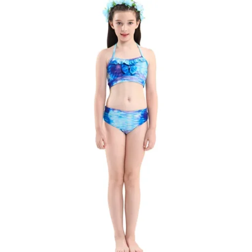 Kids Girls' Three Piece Mermaid Swimwear Swimwear Bikini Beach Swimming Print Active Cute Bathing Suits 4-12 Years Summer Rose Purple Polka Dot