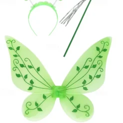 Kids Girls' Tinker Bell Costume Dress Butterfly Party Dress Performance Party Green Asymmetrical Short Sleeve Costume Sweet Dresses Spring Summer Regular Fit 3-10 Years