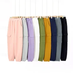 Kids Girls' Trousers Solid Color Streetwear Pocket School 4 years+ Spring Black White Pink