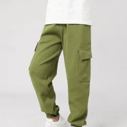 Kids Girls' Trousers Solid Color Streetwear Pocket School 4 years+ Spring Black White Pink