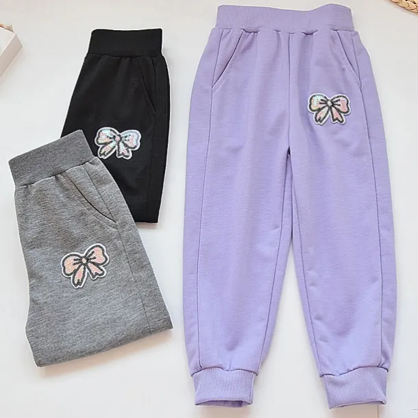 Kids Girls' Trousers Solid Color Active Buttons School Cotton 7-13 Years Spring Black Pink Purple