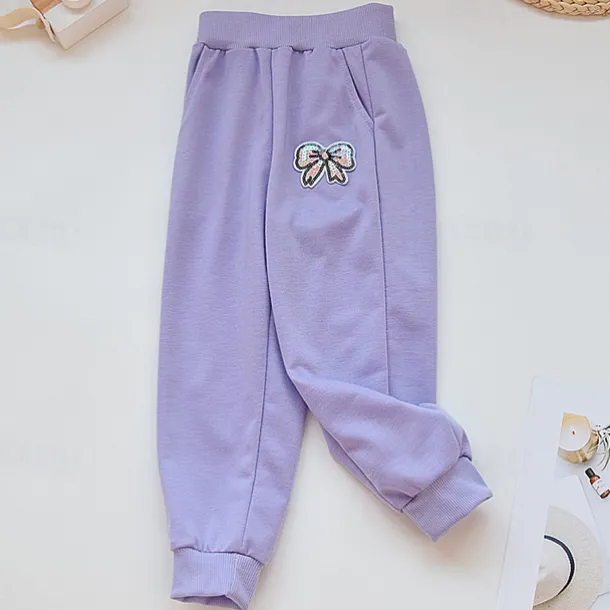 Kids Girls' Trousers Solid Color Active Buttons School Cotton 7-13 Years Spring Black Pink Purple