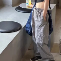 Kids Girls' Trousers Solid Color Streetwear Pocket School 4 years+ Spring Pink Beige Gray