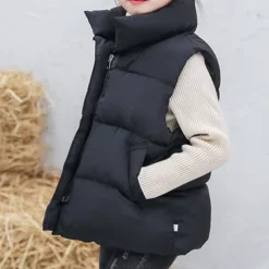 Kids Girls' Vest Coat Sleeveless Green Black Red Solid Color Winter Fall Fashion Outdoor 7-13 Years