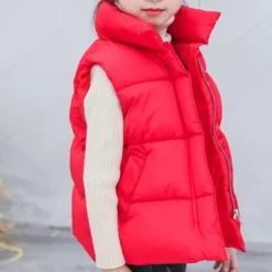 Kids Girls' Vest Coat Sleeveless Green Black Red Solid Color Winter Fall Fashion Outdoor 7-13 Years
