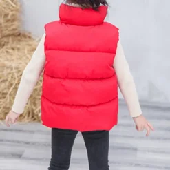 Kids Girls' Vest Coat Sleeveless Green Black Red Solid Color Winter Fall Fashion Outdoor 7-13 Years