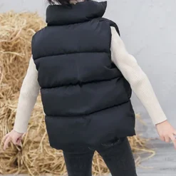 Kids Girls' Vest Coat Sleeveless Green Black Red Solid Color Winter Fall Fashion Outdoor 7-13 Years