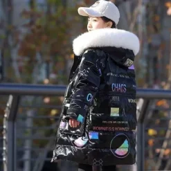 Kids Girls' Waterproof Puffer Jacket Kids Puffer Jacket Active Outdoor Cotton Coat Outerwear 4-13 Years Fall Black Pink Green