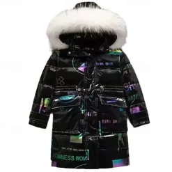 Kids Girls' Waterproof Puffer Jacket Kids Puffer Jacket Active Outdoor Cotton Coat Outerwear 4-13 Years Fall Black Pink Green