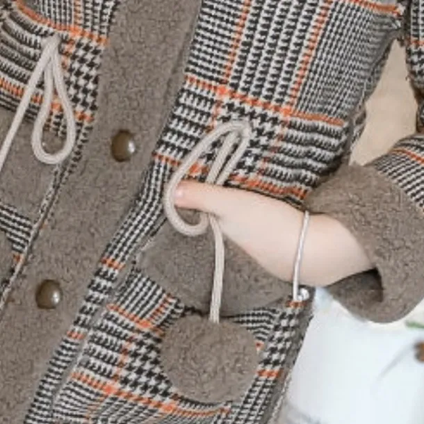 Kids Girls' Woolen Coat Long Sleeve Pink khaki White Plaid Winter Fall Fashion Outdoor 7-13 Years