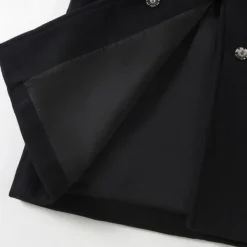 Kids Girls' Woolen Coat Long Sleeve Black Solid Color Button Fall Winter Fashion School 3-7 Years