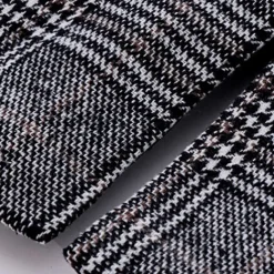 Kids Girls' Woolen Coat Long Sleeve Gray Plaid Button Fall Winter Fashion School 3-7 Years