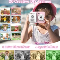 Kids Instant Print Camera Thermal Printing Camera with Print Paper for Kids High Resolution Photo and Print Camera Birthday Gift for Girls