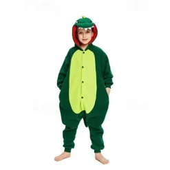 Kid's Kigurumi Pajamas Dinosaur Solid Colored Onesie Pajamas Polar Fleece Cosplay For Boys and Girls Christmas Animal Sleepwear Cartoon Festival / Holiday Costumes / Leotard / Onesie