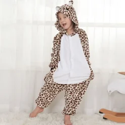 Kid's Leopard Onesie Costume Bear Onesie Pajamas Kigurumi Pajamas For Boys and Girls Carnival Cartoon
