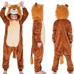 Kid's Lion Nightwear Camouflage Onesie Costume Carnival Costume Lion Onesie Pajamas Kigurumi Pajamas Funny Costume For Boys and Girls Christmas Carnival Children's Day Cartoon