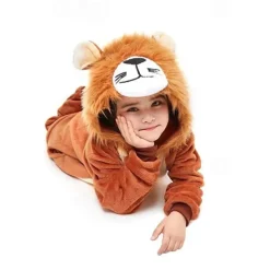 Kid's Lion Nightwear Camouflage Onesie Costume Carnival Costume Lion Onesie Pajamas Kigurumi Pajamas Funny Costume For Boys and Girls Christmas Carnival Children's Day Cartoon