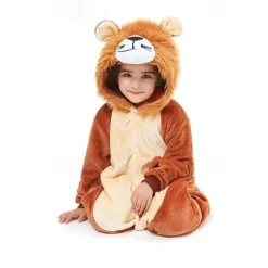 Kid's Lion Nightwear Camouflage Onesie Costume Carnival Costume Lion Onesie Pajamas Kigurumi Pajamas Funny Costume For Boys and Girls Christmas Carnival Children's Day Cartoon