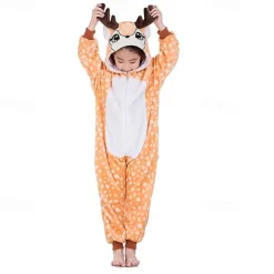 Kid's Reindeer Onesie Costume Carnival Costume Reindeer Onesie Pajamas Kigurumi Pajamas For Boys and Girls Christmas Carnival Children's Day Cartoon