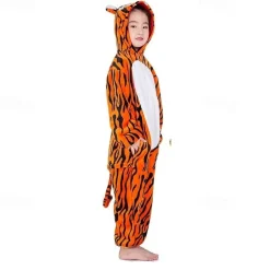 Kid's Stripes Nightwear Camouflage Onesie Costume Carnival Costume Tiger Onesie Pajamas Kigurumi Pajamas Funny Costume For Boys and Girls Christmas Carnival Children's Day Cartoon
