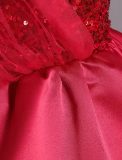 Kids Toddler Girls' Dress Sequin Sleeveless Performance Special Occasion Sequins Mesh Princess Sweet Polyester Knee-length Skater Dress Summer Spring 1-5 Years Black Red Navy Blue