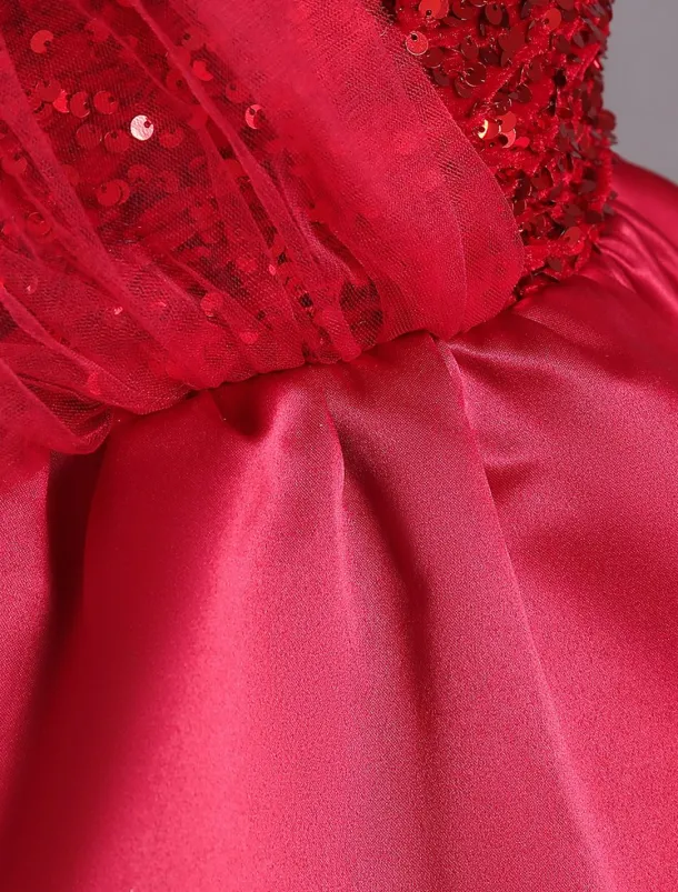 Kids Toddler Girls' Dress Sequin Sleeveless Performance Special Occasion Sequins Mesh Princess Sweet Polyester Knee-length Skater Dress Summer Spring 1-5 Years Black Red Navy Blue